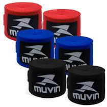 Kit 3 Bandagem Elástica Muvin 5 metros - Alça Polegar Proteção Mãos e Punhos - Luta - Boxe Muay Thai MMA Artes Marciais