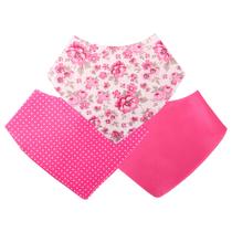 Kit 3 Bandana Babador Menina Floral Pink