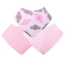 Kit 3 Bandana Babador Menina Nuvem Rosa