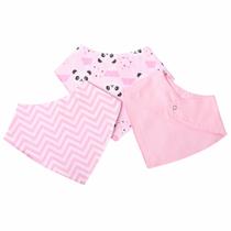 Kit 3 Bandana Babador Menina Panda Rosa