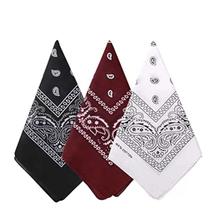 Kit 3 Bandanas De Algodão Paisley Versátil Cores Básicas