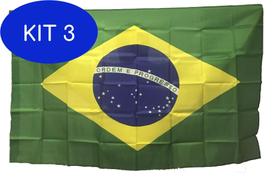 Kit 3 Bandeira Grande Do Brasil 1,5 Metros X 90 Cm - Mundo Das Bandeiras