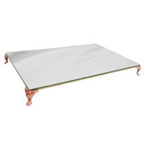 Kit 3 Bandeja Clássica Retangular Espelhada Pé Grande Rose 30x18 MDF Madeira Kit 3 Bandeja Clássica Retangular Espelhada Pé Grande Rose 30x18 MDF Madeira