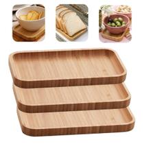 Kit 3 Bandeja de Bambu Petisqueira Multiuso Hire Lyor 20x10x1,5cm