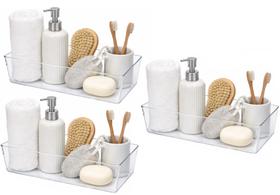 Kit 3 Bandeja Organizadora Multiuso Retangular em Acrílico 30x15cm