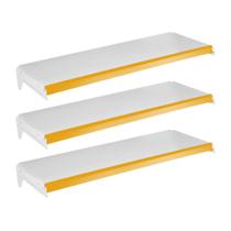 Kit - 3 Bandeja Prateleira 30x91 para Gôndolas New Plus com Porta Etiqueta Amarelo - SA Gôndolas