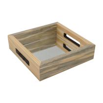 Kit 3 Bandeja Quadrada Com Espelho e Alça 17x17x4,5 Madeira Pinus 10mm Kit 3 Bandeja Quadrada Com Espelho e Alça 17x17x4,5 Madeira Pinus 10mm
