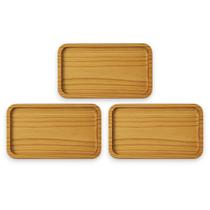 Kit 3 Bandeja Retangular 28cm Madeira Decorativa Lavabo Café