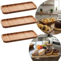 Kit 3 Bandejas Bambu Retangular Cozinha 28x11 Peti Hire travessa petisqueira Kit 3 Bandejas Bambu Retangular Cozinha 28x11 Peti Hire travessa petisqueira