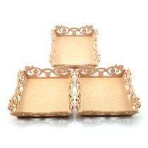 Kit 3 Bandejas Cone Flor MDF Cru Cestas Decorativas para Mesa Posta, Festa e Lembrancinhas Kit 3 Bandejas Cone Flor MDF Cru Cestas Decorativas para Mesa Posta, Festa e Lembrancinhas