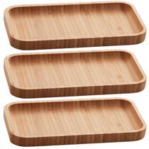 Kit 3 Bandejas de Bambu Retangular para Cozinha 20x10cm Petisqueiras Multiuso Hire Lyor