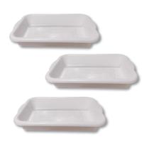 Kit 3 Bandejas de Carne Retangular Branca