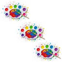 Kit 3 Bandejas De Plastico Paleta Godê 8 Cavidades Para Pinturas Tinta Aquarela Escolar Artesanato