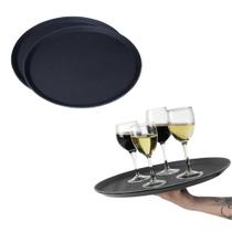 Kit 3 Bandejas de Servir Garçom Profissional Bar Restaurante Antiderrapante EmCasaTem 40cm