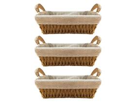 Kit 3 Bandejas Decorativas Em Fibra Natural C/ Alça E Forro De Algodão Natural Removível Kit 3 Bandejas Decorativas Em Fibra Natural C/ Alça E Forro De Algodão Natural Removível