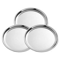 Kit 3 Bandejas Garçom Inox Profissional 40cm Alta Qualidade Kit 3 Bandejas Garçom Inox Profissional 40cm Alta Qualidade