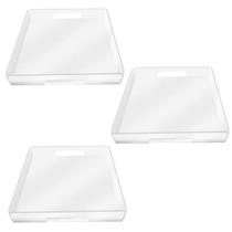 Kit 3 Bandejas Organizadoras Acrílico 18X18Cm Transparente