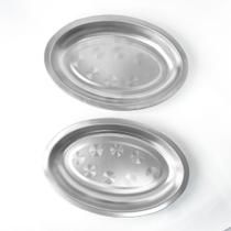 Kit 3 Bandejas oval 21 cm aço inox multiuso