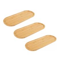 Kit 3 Bandejas Oval De Bambu Decoração Lavabo Petisco Frios