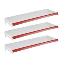 Kit - 3 Bandejas Prateleira 30x91 para Gôndolas New Plus com Porta Etiqueta Vermelho - SA Gôndolas