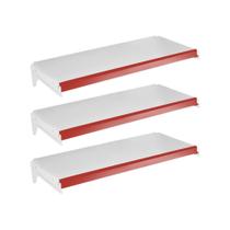 Kit 3 Bandejas Prateleiras 30x73 para Gôndolas New Plus com Porta Etiqueta Vermelho - SA Gôndolas