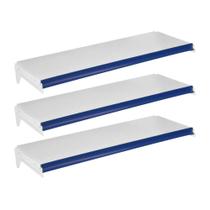 Kit - 3 Bandejas Prateleiras 30x91 para Gôndolas New Plus com Porta Etiqueta Azul - SA Gôndolas