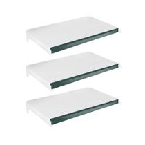 Kit 3 Bandejas Prateleiras 40x73 Ponta Para Gôndolas New Plus Com Porta Etiquetas Verde - Sa Gôndolas Kit 3 Bandejas Prateleiras 40x73 Ponta Para Gôndolas New Plus Com Porta Etiquetas Verde - Sa Gôndolas