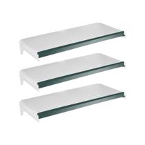 Kit 3 Bandejas Prateleiras Ponta 30x73 para Gôndolas New Plus com Porta Etiqueta Verde - SA Gôndolas