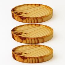 Kit 3 Bandejas Redondas 21cm Prato Petisqueira Madeira Decor