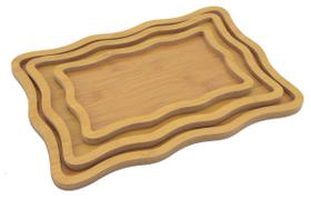 Kit 3 Bandejas Retangulares MDF Borda Ondulada - Mesa Posta Kit 3 Bandejas Retangulares MDF Borda Ondulada - Mesa Posta