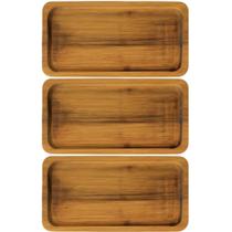 Kit 3 Bandejas Teca 20x10cm Tábua Servir Café Clínica Aperitivo Porção Zanline Kit 3 Bandejas Teca 20x10cm Tábua Servir Café Clínica Aperitivo Porção Zanline