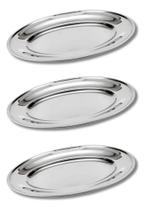 Kit 3 Bandejas Travessa Aço Inox Oval Kit 3 Bandejas Travessa Aço Inox Oval