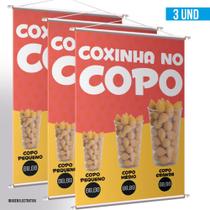 Kit 3 Banner Coxinha No Copo - Preço Editável 40x60 Cm