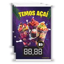 Kit 3 Banner Temos Açaí Com Preço Editável Em Alta Qualidade