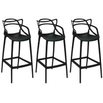 Kit 3 Banqueta Alta Allegra Com Encosto Design Cozinha/bancada - Preto Kit 3 Banqueta Alta Allegra Com Encosto Design Cozinha/bancada - Preto