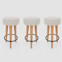 Kit 3 Banqueta Alta Cozinha 70cm Estofada Off-White Madeira Maciça Urban Kit 3 Banqueta Alta Cozinha 70cm Estofada Off-White Madeira Maciça Urban
