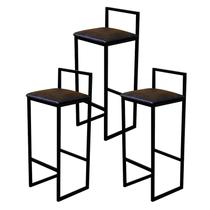 Kit 3 Banqueta Alta Cozinha Bar Balcão Bistrô Industrial Preta Assento Estofado Kit 3 Banqueta Alta Cozinha Bar Balcão Bistrô Industrial Preta Assento Estofado