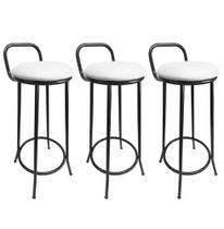 Kit 3 Banqueta Alta Drink New de Metal Estofado Preto Banco Alto Para Cozinha Bar Balcão Preto Kit 3 Banqueta Alta Drink New de Metal Estofado Preto Banco Alto Para Cozinha Bar Balcão Preto