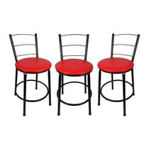 KIT 3 Banqueta Baixa 3 Arames Para Cozinha, Balcão e Bancada KIT 3 Banqueta Baixa 3 Arames Para Cozinha, Balcão e Bancada