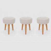 Kit 3 Banqueta Baixa Cozinha 48cm Estofada Off-White Madeira Maciça Urban Kit 3 Banqueta Baixa Cozinha 48cm Estofada Off-White Madeira Maciça Urban