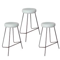 Kit 3 Banqueta Banco Aço Média Cozinha Bar Balcão 63cm Bege