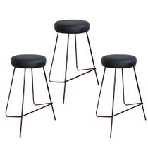 Kit 3 Banqueta Banco Aço Média Cozinha Bar Balcão 63cm Preta