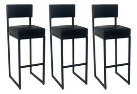 Kit 3 Banqueta Banco Estilo Industrial Para Balcão Moderna preto