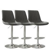 Kit 3 Banqueta Bar Concha Ajustável em material ecológico Design Moderno Base Cromada Marrom Kit 3 Banqueta Bar Concha Ajustável em material ecológico Design Moderno Base Cromada Marrom
