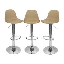 Kit 3 Banqueta Cozinha Bar Bancada July Luisa Eames Alta Nude