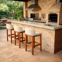 Kit 3 Banqueta Gourmet Onix Ilha Baixa 75cm Encosto Composê Marrom Base Madeira Maciça Kit 3 Banqueta Gourmet Onix Ilha Baixa 75cm Encosto Composê Marrom Base Madeira Maciça