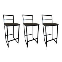 Kit 3 Banqueta Industrial Cozinha àrea exter a e balcão Alta Madri Assento Marrom