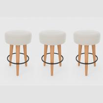 Kit 3 Banqueta Média Cozinha 60cm Estofada Off-White Madeira Maciça Urban Kit 3 Banqueta Média Cozinha 60cm Estofada Off-White Madeira Maciça Urban
