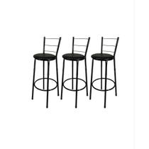 Kit 3 Banquetas Alta Banco Bistro Desmontavel Preto para Balcao Cozinha Área Gourmet 90cm Altura Kit 3 Banquetas Alta Banco Bistro Desmontavel Preto para Balcao Cozinha Área Gourmet 90cm Altura