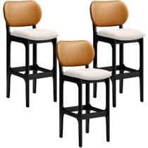 Kit 3 Banquetas Alta Bar Cozinha Jantar Betta L02 Preto Material Sintético Whisky Linho Cru - Lyam Decor Kit 3 Banquetas Alta Bar Cozinha Jantar Betta L02 Preto Material Sintético Whisky Linho Cru - Lyam Decor
